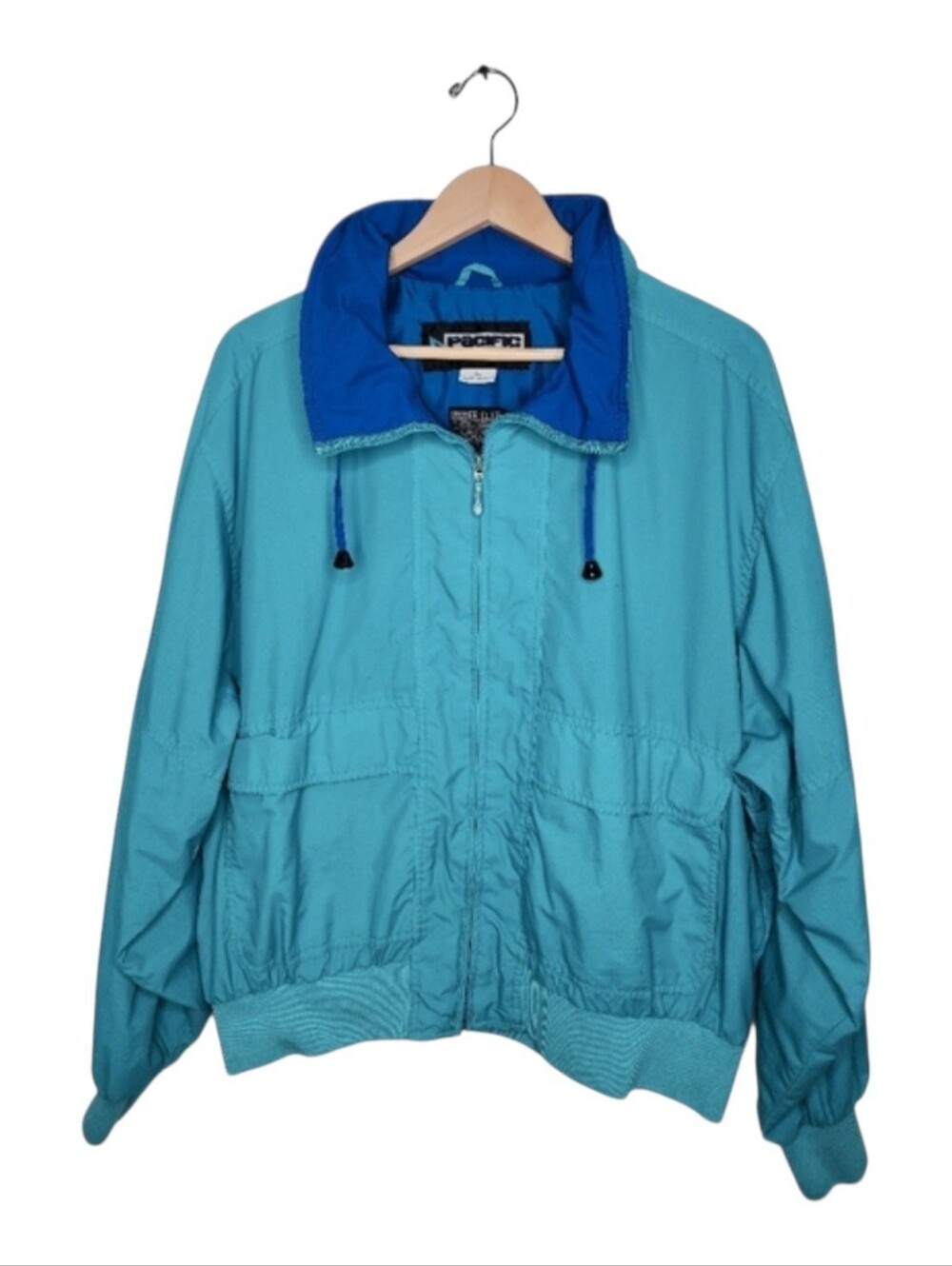 Vintage 90s Pacific Trail Teal Blue Hooded Windbreaker Men’s XL